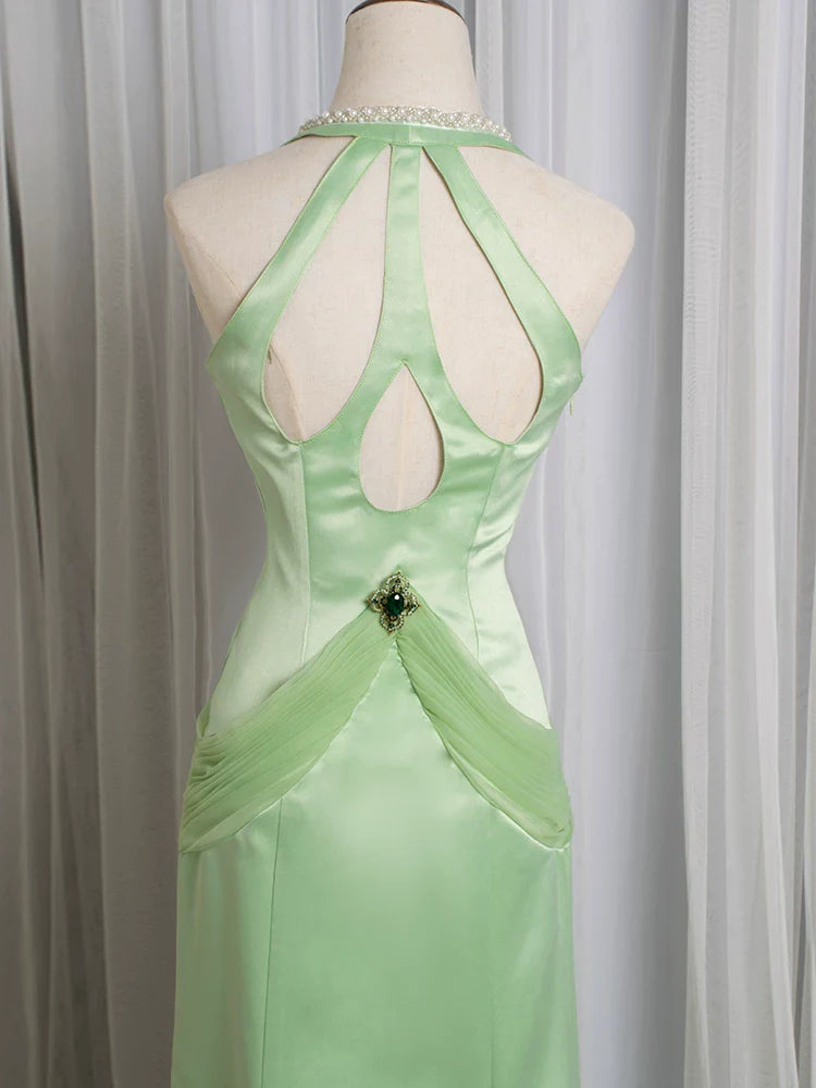 Vintage 1980s Mermaid V Neckline Green Prom Dresses Inspiration Long Party Retro Evening Dress 21st Birthday Outfits AB2372