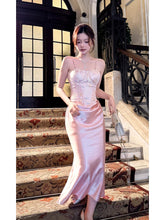 Modest Mermaid Spaghetti Straps Pink Ruffles Long Prom Dresses Wedding Guest Dress 20th Birthday Outfits AB2489