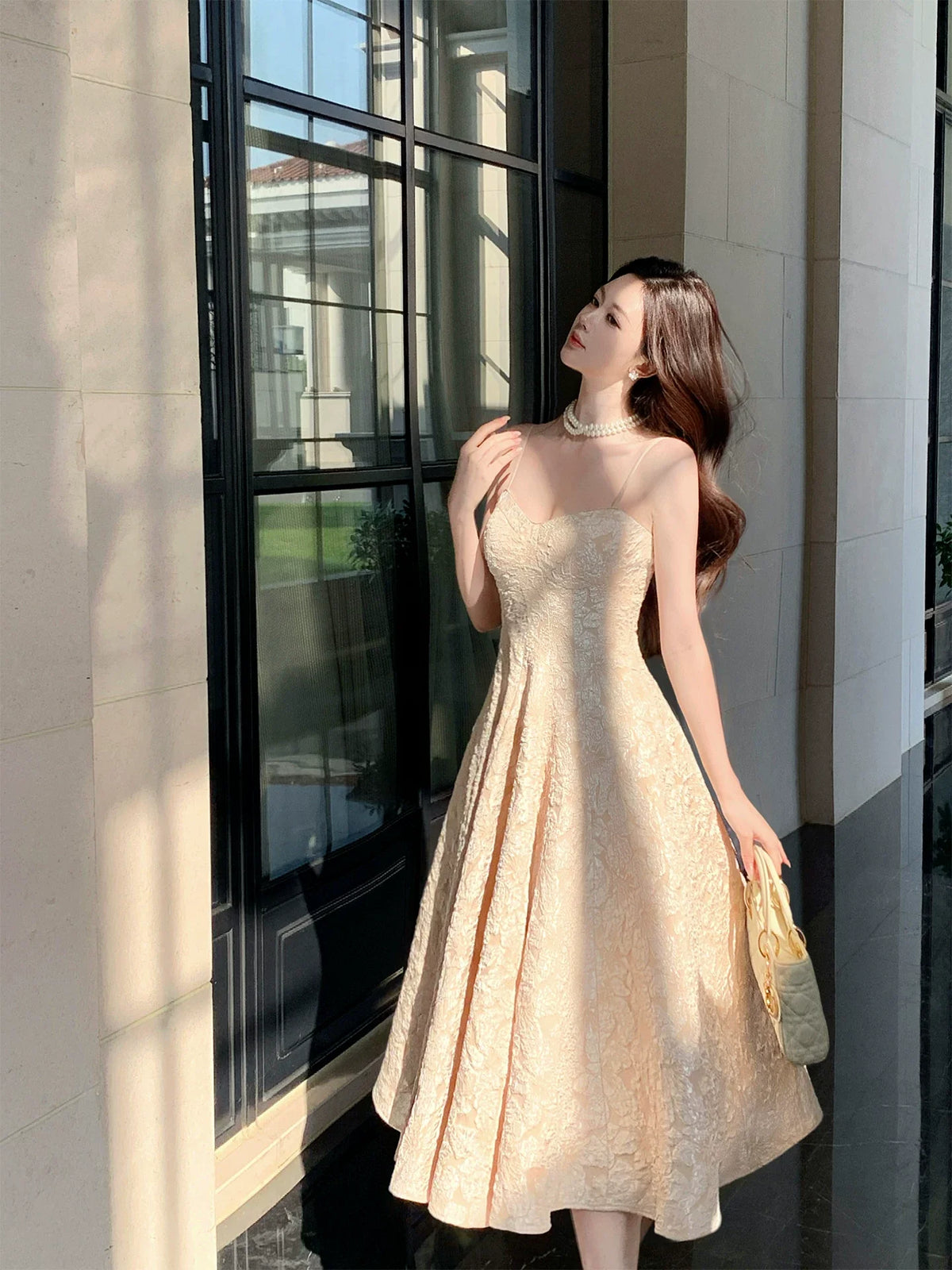 Modest A Line Spaghetti Straps Champagne Satin Prom Dresses Wedding Guest Dress 20th Birthday Outfits AB2462