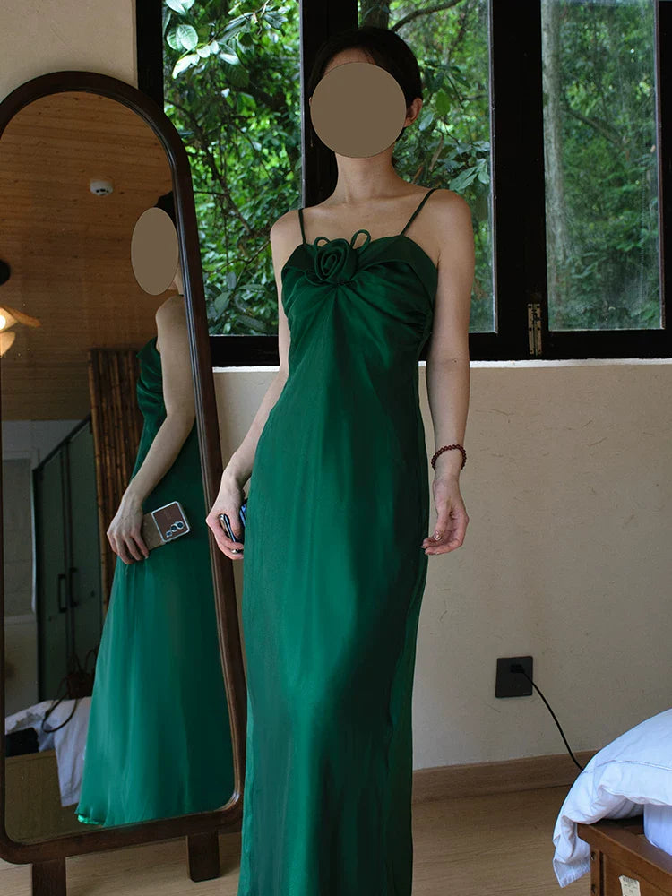 Vintage 1960s A line Spaghetti Straps Dark Green Prom Dresses Inspiration Long Party Evening Dress 18th Birthday Outfits AB2385