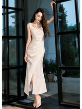 Sexy Sheath Sweetheart White Satin Ankle Length Prom Dresses Wedding Guest Dress 22th Birthday Outfits AB2509