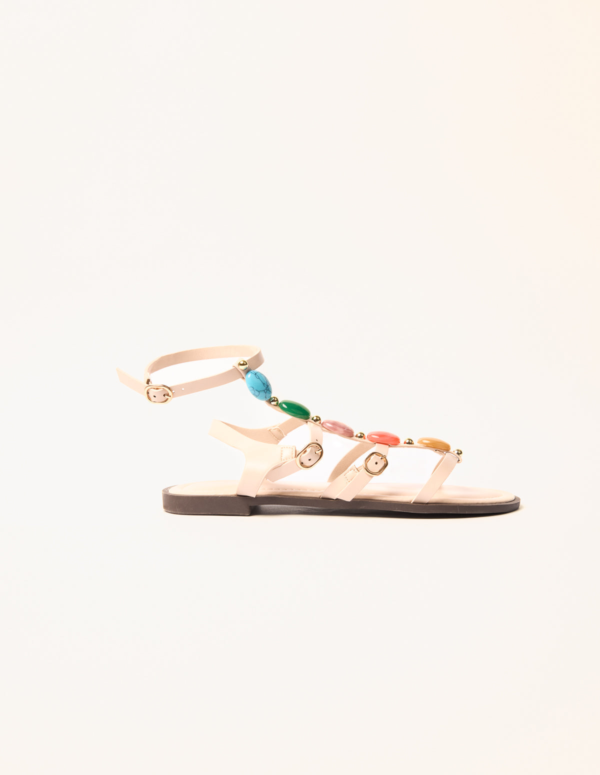 Beaded Gladiator Flat Sandals