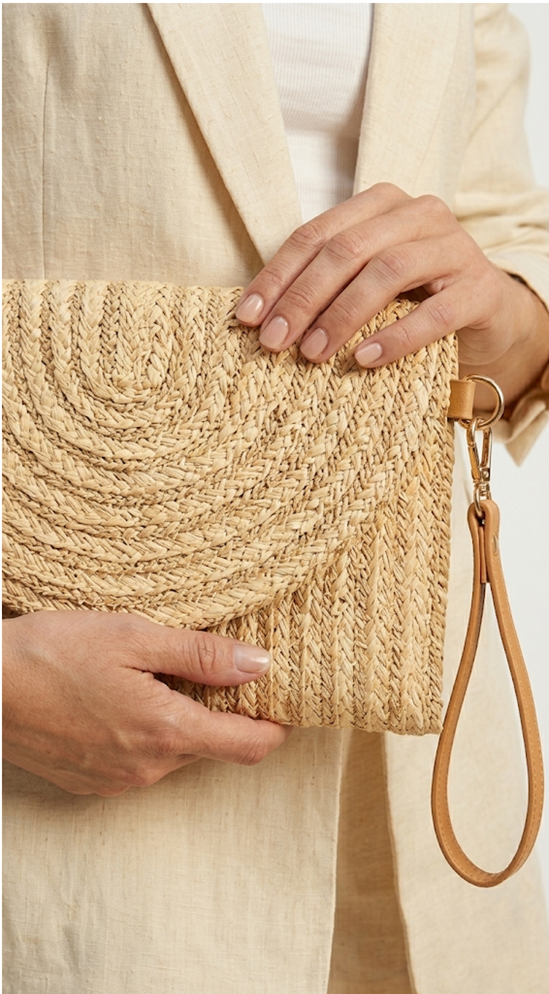 Alia Braided Envelope Clutch Bag - Ivory