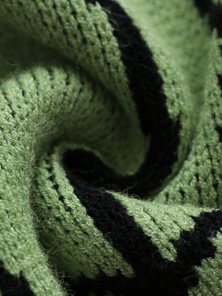 Smiley Polar Bear Knit Sweater Dress - Green