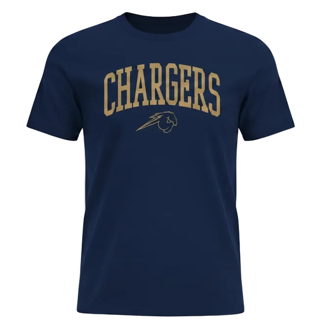 Adult T-Shirt, navy, CHARGERS over horse logo