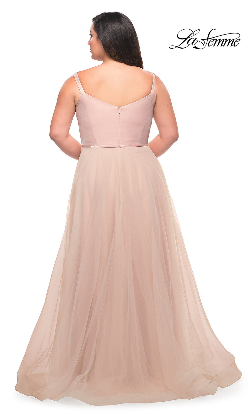 La Femme Long A-Line Plus-Size Prom Dress
