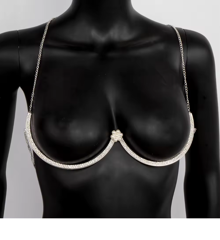 Luminara Crystal Flower Bra Chain - Gold