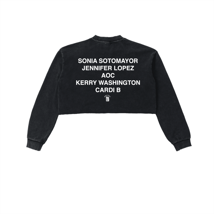 Bronx Girls Do It Better Snow Washed Raw Edge Cropped Sweatshirt by Bronx Native