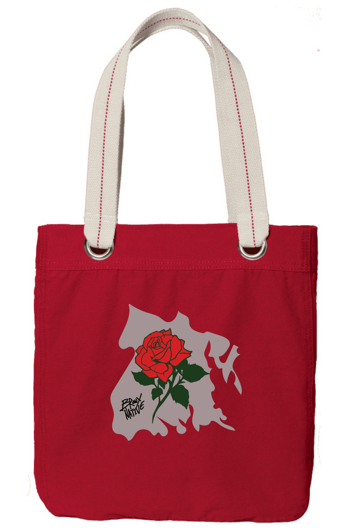 Bronx Native Rose Allie Sangria Zip Canvas Tote Red