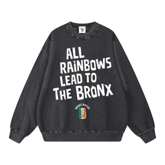 Bronx Native x St. Patty's Day "All Rainbows Lead to The Bronx" Limited Ed. Snow Washed Oversized Sweatshirt by Bronx Native