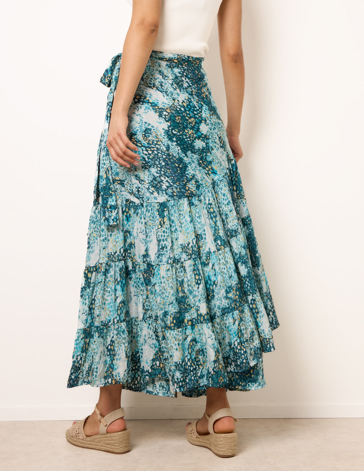 Wrap Metallic Tiered Skirt
