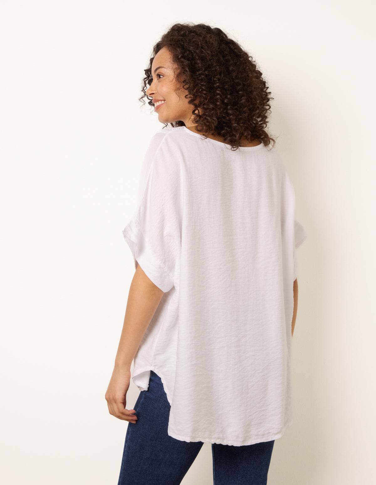 Lace Sequin Crochet Linen Like Top
