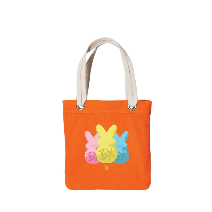 BX Bunnies Allie Orange Tote 100% Garment-Washed Cotton Canvas by Bronx Native for New York summer