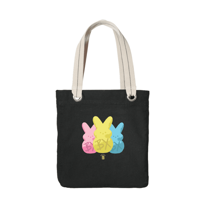 BX Bunnies Black Allie Tote 100% Garment-Washed Cotton Canvas by Bronx Native for New York summer