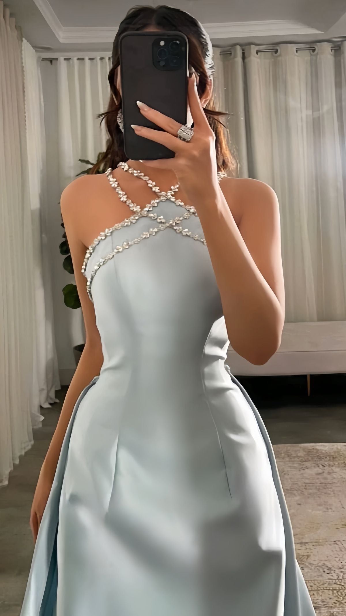 Evening Dress Glitter Decoration Satin Party Graduation Prom Dresses for Special Occasions Robe N2457