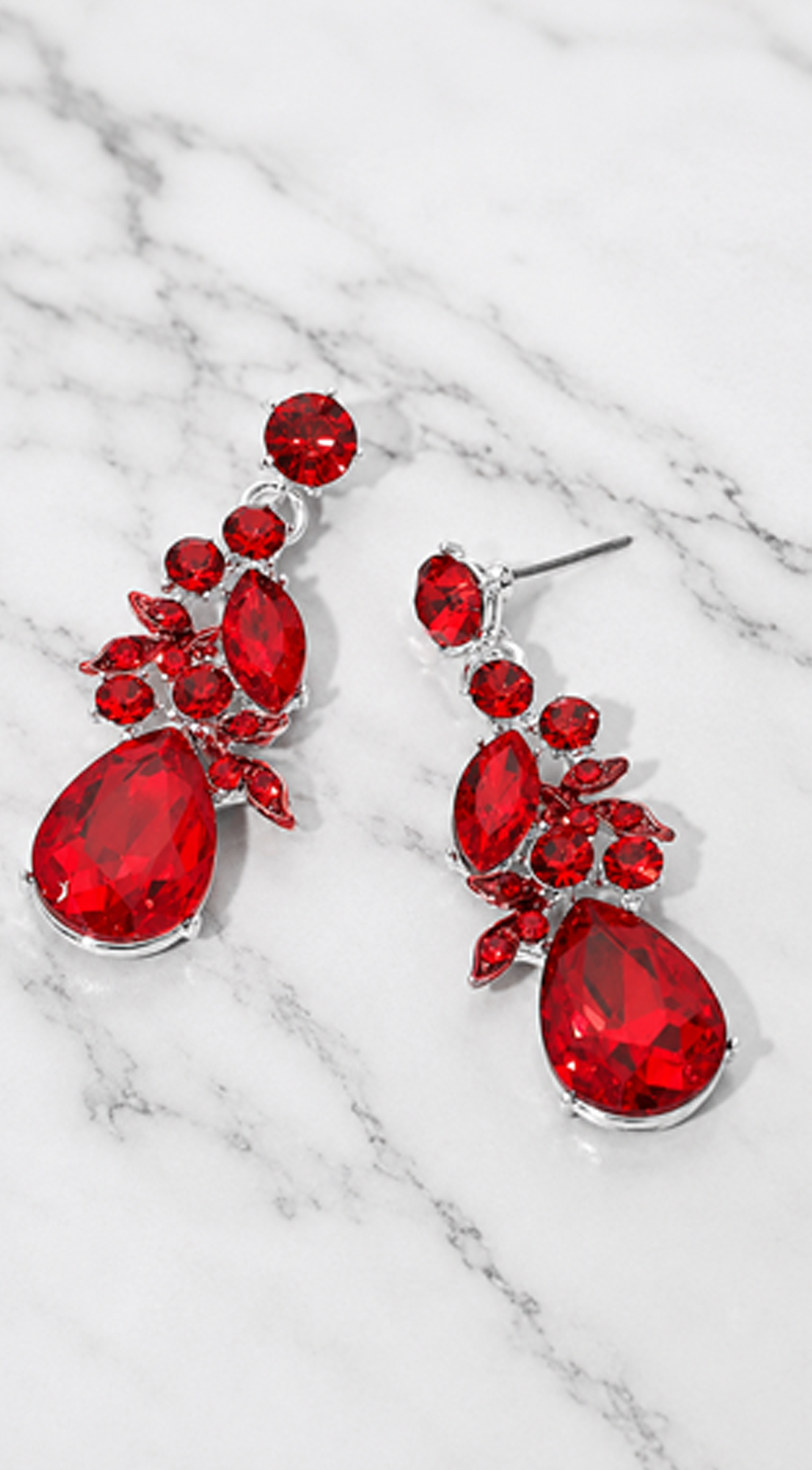 Raya Teardrop Earrings - Red