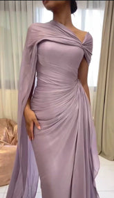 Customized Purple One Shoulder Draped Prom Dresses Shawl Sleeveless vestidos de noiva Formal Gowns AB1922
