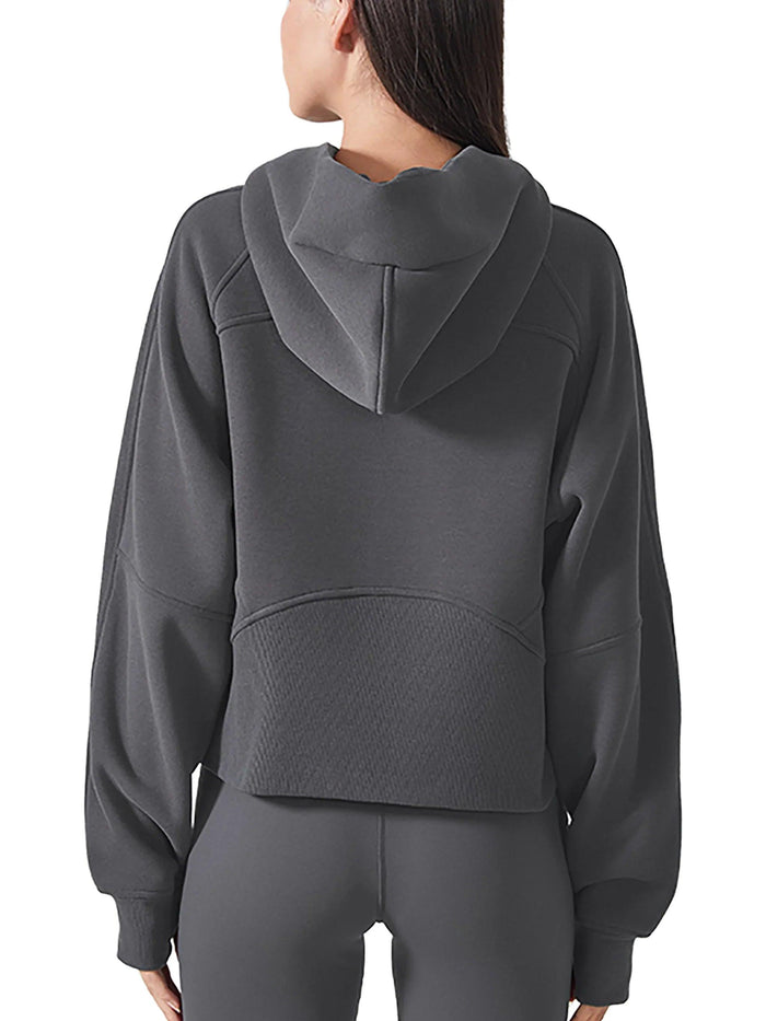 The Bronx New York Womens Cropped Zip-Through Hoodie