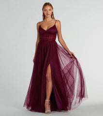 Paulette Sleeveless A-Line Mesh Formal Dress