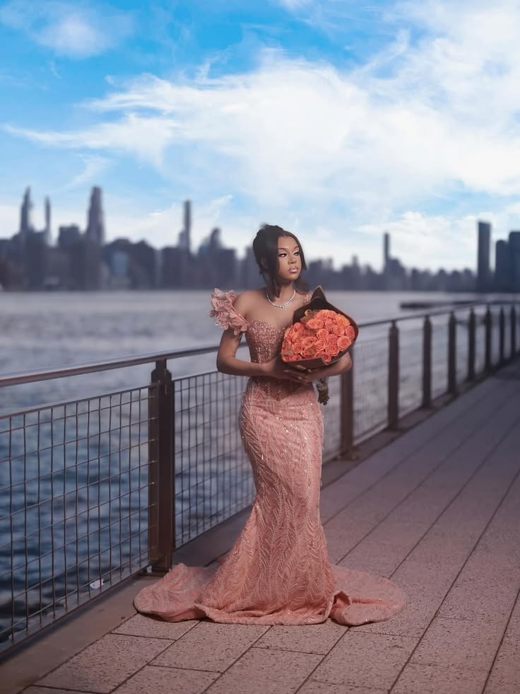 Elegant Dusty Rose Off-The-Shoulder Sweetheart Prom Dresses Mermaid Column Floor Length With Beads N1767