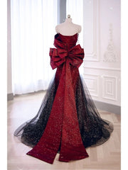 Sexy Special Occasion Dress Mermaid Sweetheart Red Black Tulle Prom Dresses With Pleated Party Dress Long Evening Dresses AB2105