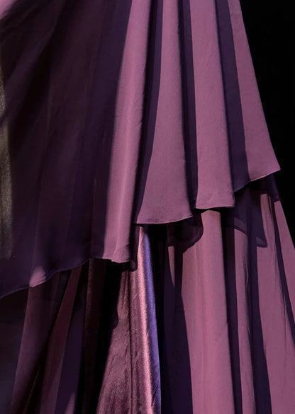 Elegant Prom Dresses A line Purple Chiffon Ruffled Floor Length Formal Evening Outfits N3488