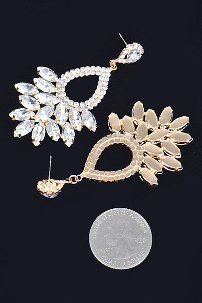 Just Look Rhinestone Earrings - Green