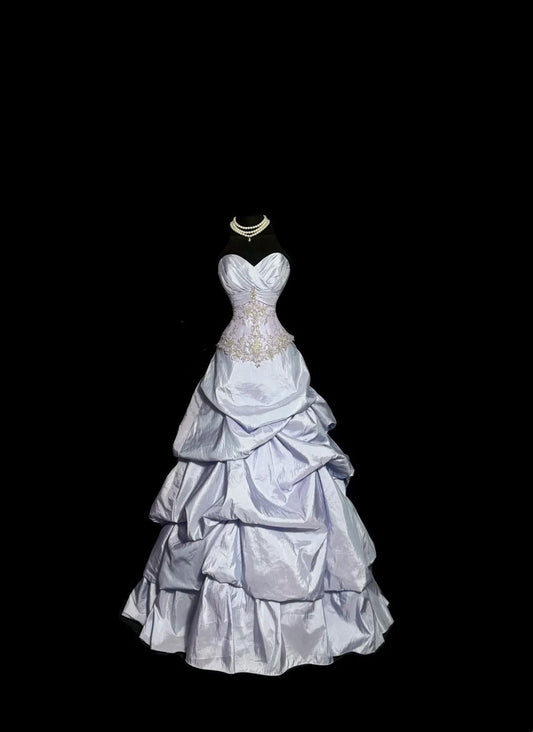 Vintage Prom Dresses Ball Gown Sweetheart Light Lilac Taffeta 80s With Lace Long Formal Evening Outfits N3895