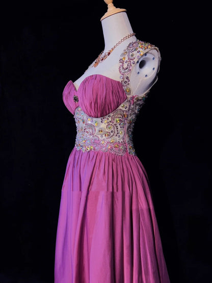 Beautiful Prom Dresses A Line Sweetheart Hot Pink With Beaded Bodice Chiffon Long Evening Outfits N3349