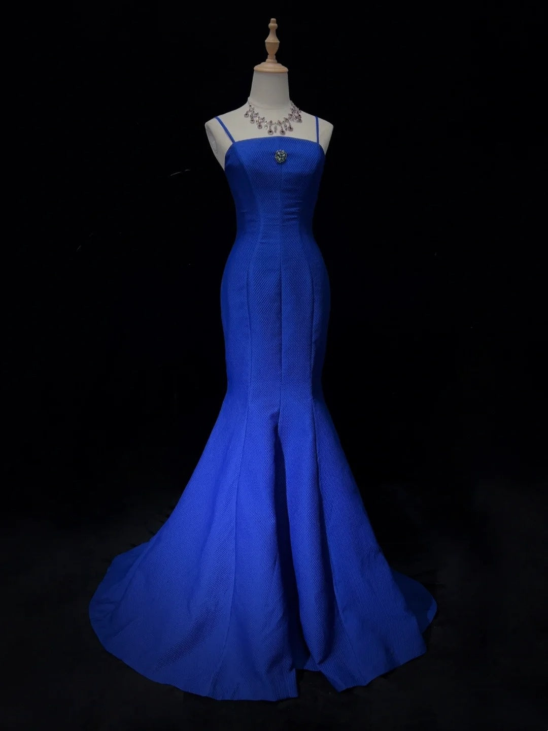 Vintage Prom Dresses 80s Mermaid Spaghetti Strap Royal Blue Long Formal Evening Outfits N3486