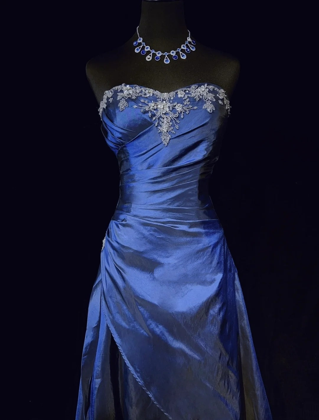 Vintage Prom Dresses A line Sweetheart Navy Blue Taffeta With Beaded Cape 90s Long Formal Gown N2904