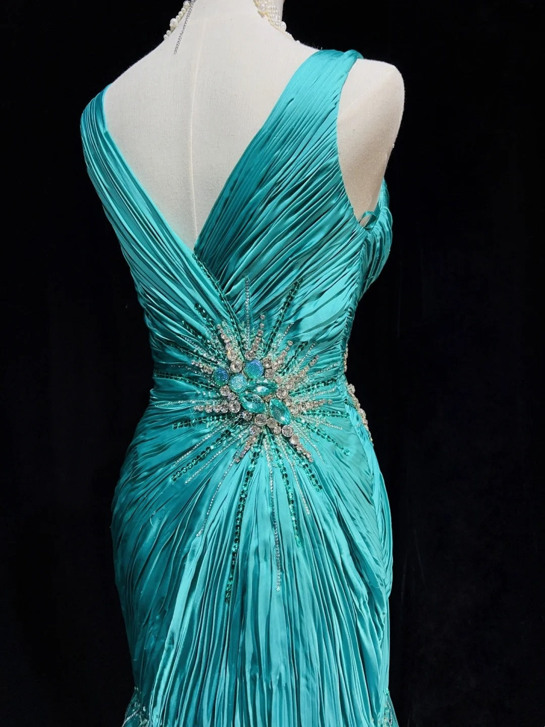 Modest Prom Dresses Inspo Mermaid V Neck Blue With Ruffled Beading For Women Formal Dress N3234