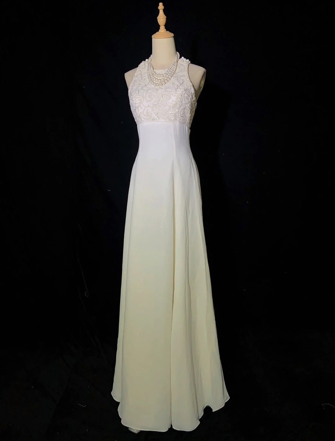 Vintage Prom Dresses Inspo A line Scoop Neck Chiffon Ombre White Yellow With Lace For Women Formal Dress N3253