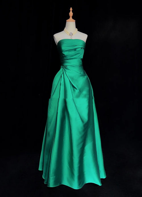 Charming Prom Dresses Ball Gown Strapless Green With Pleated Long Formal Evening Dress N3902