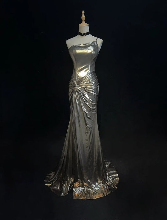 Beautiful Prom Dresses Mermaid One Shoulder Satin With Ruffled Bodice Long Evening Outfits N3370