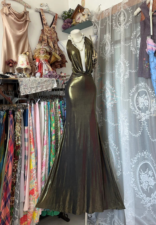 Vintage Mermaid V Neck Backless Satin Sleeveless Formal For Women Girls Teens Prom Dresses N2259
