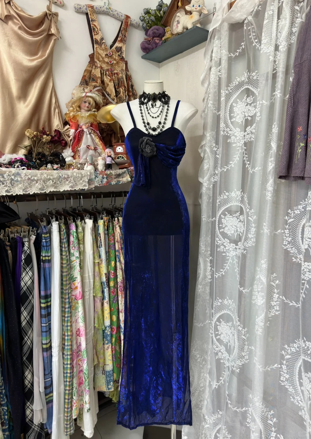 Elegant Mermaid Spaghetti Straps Royal Blue Evening Gowns Formal Birthday Dress Long Prom Dresses N1707
