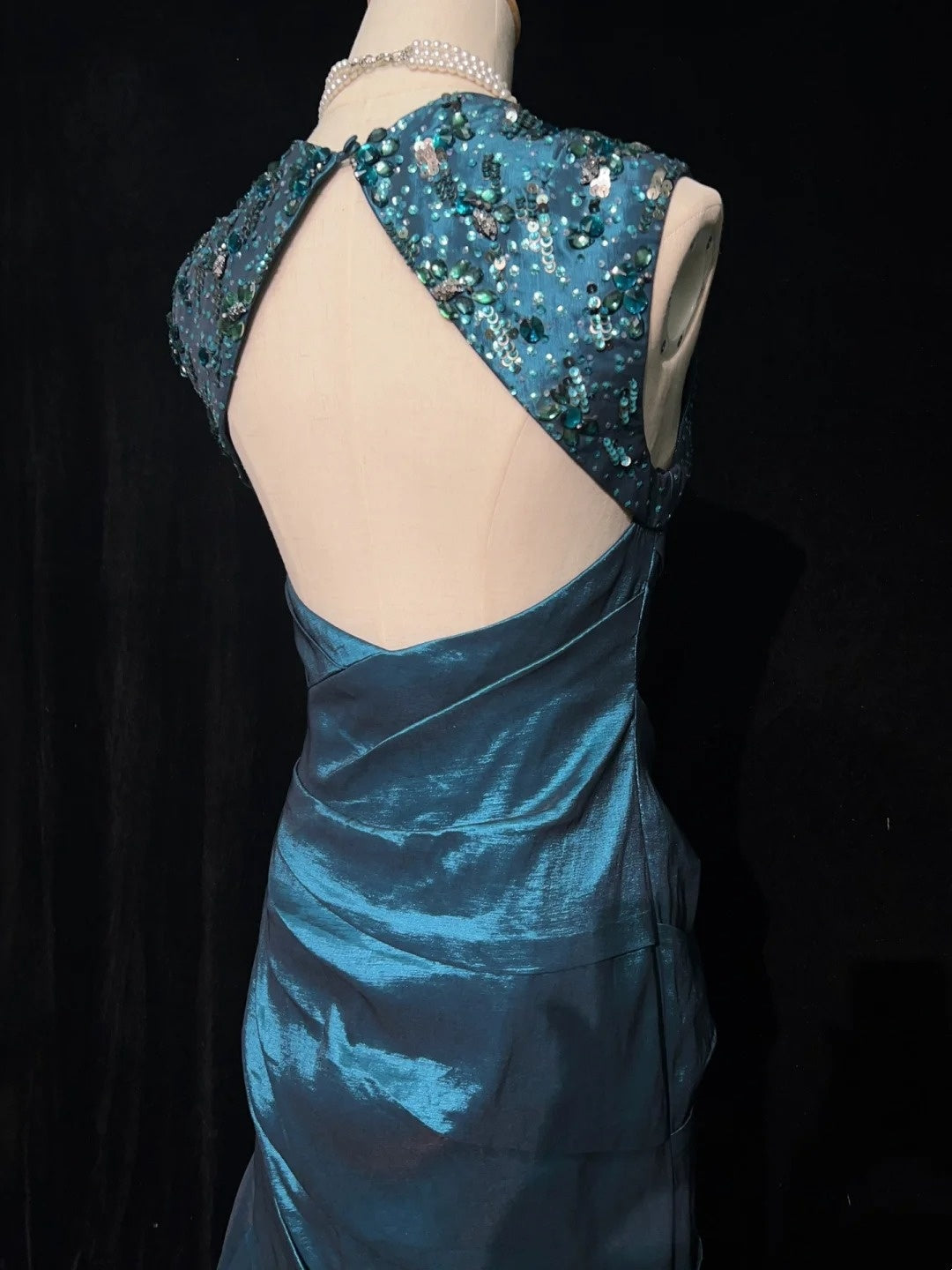 Beautiful Prom Dresses Mermaid Square Neck Teal Backless With Ruffled Bodice Long Evening Outfits N3363