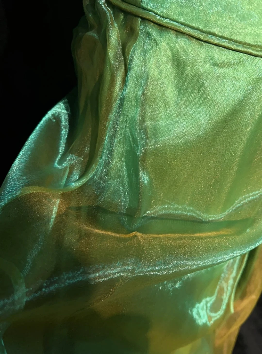 Elegant Prom Dresses Ball Gown Spaghetti Strap Green Organza With Beaded Long Formal Gown N2914