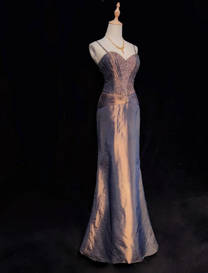 Vintage Prom Dresses Inspo Mermaid Spaghetti Strap Brown Long 80s With Beaded Formal Gowns N3391