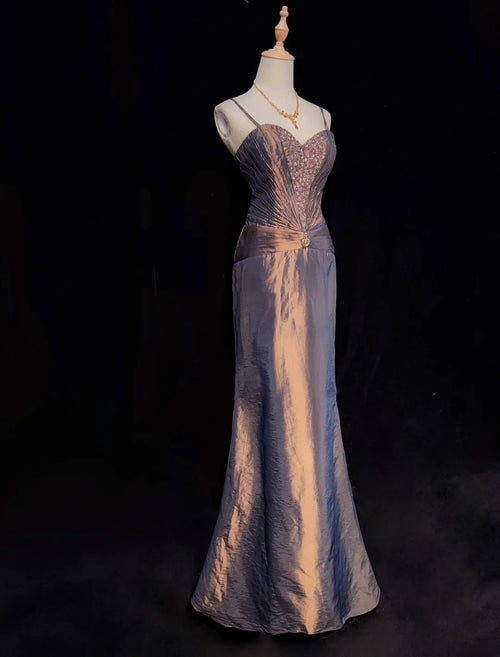 Vintage Prom Dresses Inspo Mermaid Spaghetti Strap Brown Long 80s With Beaded Formal Gowns N3391