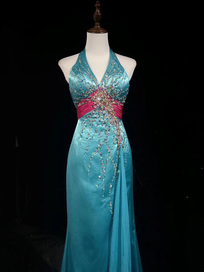Modest Prom Dresses Inspo Mermaid V Neck Tiffany Blue With Beading For Women Formal Dress N3240