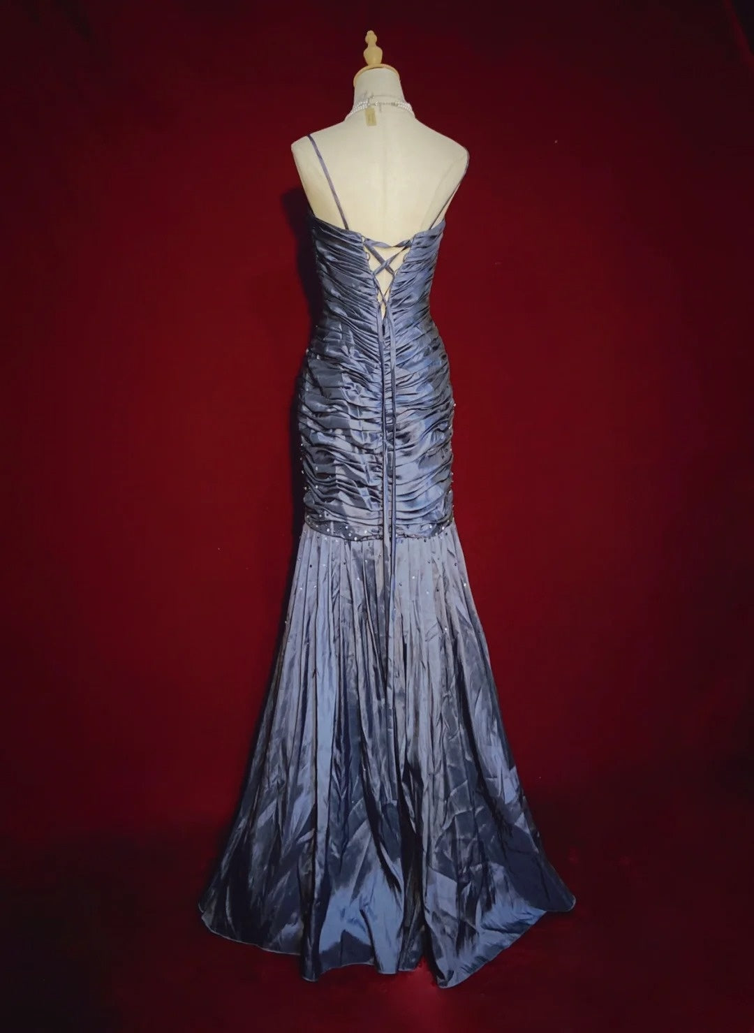 Modest Prom Dresses Mermaid Spaghetti Strap Dark Navy Blue Sleeveless Long Formal Evening Outfits N3626