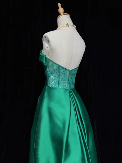 Charming Prom Dresses Ball Gown Strapless Green With Pleated Long Formal Evening Dress N3902