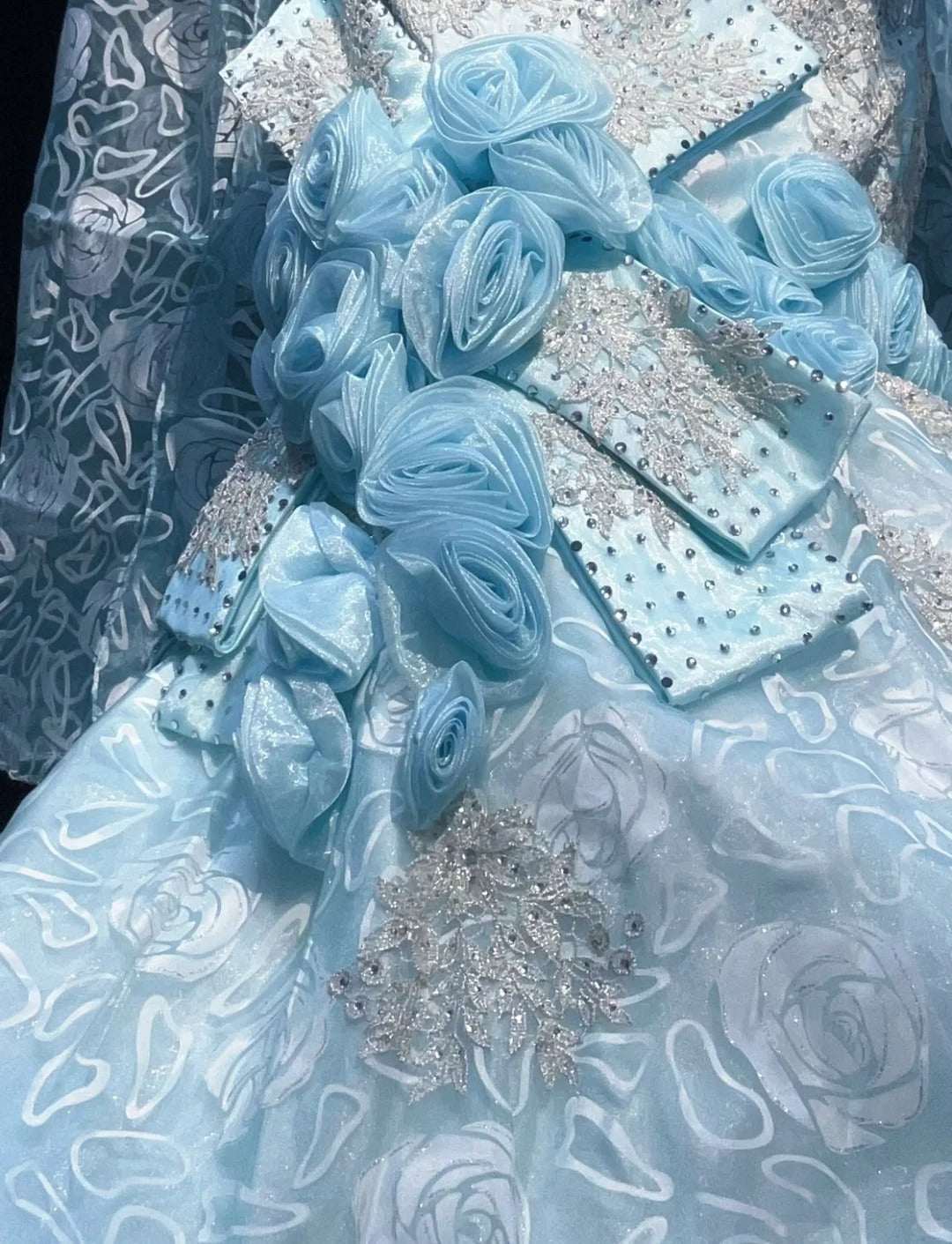 Beautiful Prom Dresses Mermaid Spaghetti Strap Light Blue With Flowers Beading Long Evening Outfits N3319