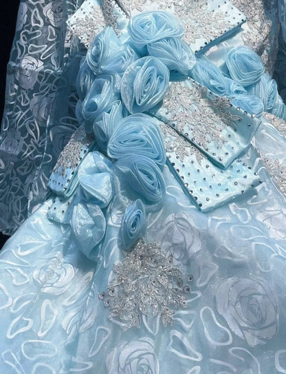 Beautiful Prom Dresses Mermaid Spaghetti Strap Light Blue With Flowers Beading Long Evening Outfits N3319