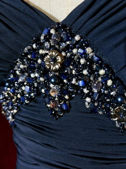 Modest Prom Dresses Inspo A Line Spaghetti Strap Navy Blue With Beading For Women Formal Dress N3262