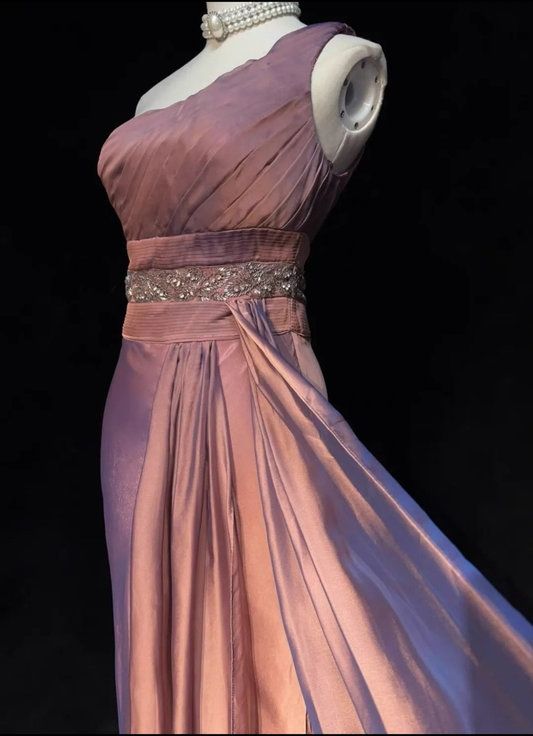 Vintage Prom Dresses 90s Mermaid One Shoulder Chiffon Long With Beading Evening Outfits N3139