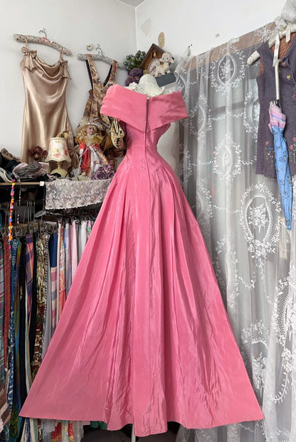 Classy Prom Dresses Ball Gown Off The Shoulder Pink Long Formal Evening Outfits N3763