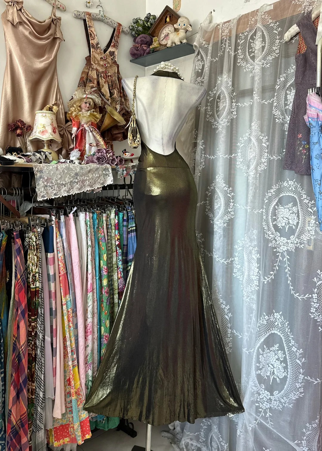 Vintage Mermaid V Neck Backless Satin Sleeveless Formal For Women Girls Teens Prom Dresses N2259